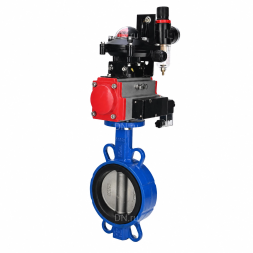 Затвор дисковый поворотный WBV3432V-2W-Fb-H Ду125 Ру16, корпус - углеродистая сталь WCB, диск - нержавеющая сталь 316L, уплотнение - VITON, с пневмоприводом PA-SA-130, пневмораспределителем 4M310-08 DC24V, БКВ APL-210N и БПВ AFC2000