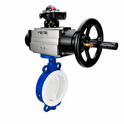 Затвор дисковый поворотный WBV3434Pf-2W-Fb-R Ду200 Ру16, корпус - углеродистая сталь WCB, диск - углеродистая сталь WCB, футерованный PTFE, уплотнение - PTFE, с пневмоприводом PA-DA-105-1 и БКВ APL-210N