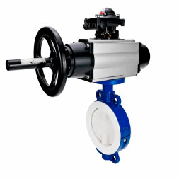 Затвор дисковый поворотный WBV3434Pf-2W-Fb-R Ду200 Ру16, корпус - углеродистая сталь WCB, диск - углеродистая сталь WCB, футерованный PTFE, уплотнение - PTFE, с пневмоприводом PA-DA-105-1 и БКВ APL-210N