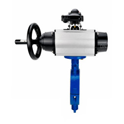 Затвор дисковый поворотный WBV3434Pf-2W-Fb-R Ду200 Ру16, корпус - углеродистая сталь WCB, диск - углеродистая сталь WCB, футерованный PTFE, уплотнение - PTFE, с пневмоприводом PA-DA-105-1 и БКВ APL-210N