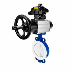 Затвор дисковый поворотный WBV3434Pf-2W-Fb-R Ду150 Ру16, корпус - углеродистая сталь WCB, диск - углеродистая сталь WCB, футерованный PTFE, уплотнение - PTFE, с пневмоприводом PA-DA-105-1 и БКВ APL-410N EX