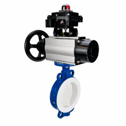 Затвор дисковый поворотный WBV3434Pf-2W-Fb-R Ду200 Ру16, корпус - углеродистая сталь WCB, диск - углеродистая сталь WCB, футерованный PTFE, уплотнение - PTFE, с пневмоприводом PA-DA-105-1 и БКВ APL-410N EX