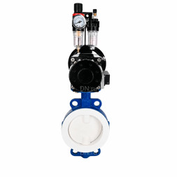 Затвор дисковый поворотный WBV3434Pf-2W-Fb-R Ду200 Ру16, корпус - углеродистая сталь WCB, диск - углеродистая сталь WCB, футерованный PTFE, уплотнение - PTFE, с пневмоприводом PA-DA-105-1, пневмораспределителем 4M310-08 DC24V и БПВ AFC2000