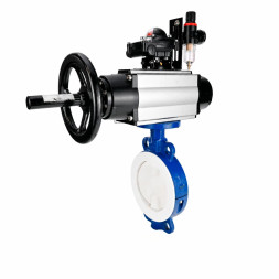 Затвор дисковый поворотный WBV3434Pf-2W-Fb-R Ду150 Ру16, корпус - угл. сталь WCB, диск - угл. сталь WCB, футерованный PTFE, уплотнение - PTFE, с пневмоприводом PA-DA-105-1, пневмораспределителем 4M310-08 DC24V, БКВ APL-210N и БПВ AFC2000