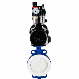 Затвор дисковый поворотный WBV3434Pf-2W-Fb-R Ду150 Ру16, корпус - угл. сталь WCB, диск - угл. сталь WCB, футерованный PTFE, уплотнение - PTFE, с пневмоприводом PA-DA-105-1, пневмораспределителем 4M310-08 DC24V, БКВ APL-210N и БПВ AFC2000