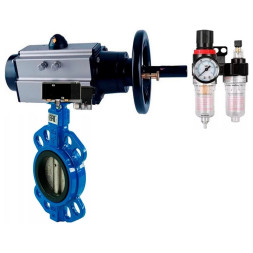 Затвор дисковый поворотный WBV1132N-2W-Fb-H Ду125 Ру16, корпус - чугун GG25, диск - нержавеющая сталь 316L, уплотнение - NBR, с пневмоприводом PA-DA-105-1, пневмораспределителем 4M320-10 AC220V и БПВ AFC2000