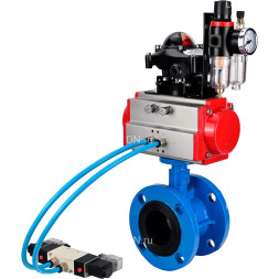 Затвор дисковый поворотный WBV1313E-2W-F-H Ду125 Ру16, корпус - чугун GGG40, диск - чугун GGG40, уплотнение - EPDM, с пневмоприводом PA-DA-130, пневмораспределителем 4M320-08 AC220V, БКВ APL-210N и БПВ AFC2000