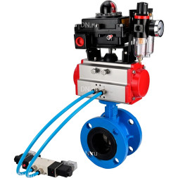 Затвор дисковый поворотный WBV1313E-2W-F-H Ду50 Ру16, корпус - чугун GGG40, диск - чугун GGG40, уплотнение - EPDM, с пневмоприводом PA-DA-105, пневмораспределителем 4M320-08 AC220V, БКВ APL-410N EX и БПВ AFC2000
