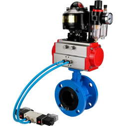 Затвор дисковый поворотный WBV1313E-2W-F-H Ду125 Ру16, корпус - чугун GGG40, диск - чугун GGG40, уплотнение - EPDM, с пневмоприводом PA-DA-130, пневмораспределителем 4M320-08 AC220V, БКВ APL-510N EX и БПВ AFC2000