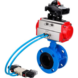 Затвор дисковый поворотный WBV1313E-2W-F-H Ду80 Ру16, корпус - чугун GGG40, диск - чугун GGG40, уплотнение - EPDM, с пневмоприводом PA-DA-105, пневмораспределителем 4M320-10 AC220V и БКВ APL-210N
