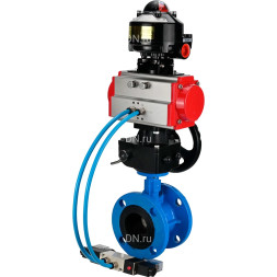 Затвор дисковый поворотный WBV1313E-2W-F-H Ду125 Ру16, корпус - чугун GGG40, диск - чугун GGG40, уплотнение - EPDM, с пневмоприводом PA-DA-130, пневмораспределителем 4M320-10 AC220V, ручным дублером MON1-250-T26-ISO и БКВ APL-510N EX