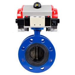 Затвор дисковый поворотный WBV1331E-2W-F-H Ду100 Ру16, корпус - чугун GGG40, диск - нержавеющая сталь 304, уплотнение - EPDM, с пневмоприводом PA-DA-105 и пневмораспределителем 4M320-08 AC220V