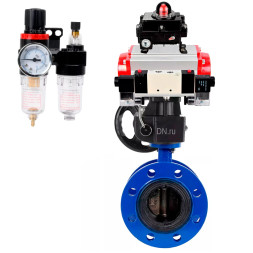 Затвор дисковый поворотный WBV1331E-2W-F-H Ду100 Ру16, корпус - чугун GGG40, диск - нерж. сталь 304, EPDM, с пневмоприводом PA-DA-105, пневмораспределителем 4M320-08 AC220V, ручным дублером MON3-700-T38-ISO, БКВ APL-410N EX и БПВ AFC2000