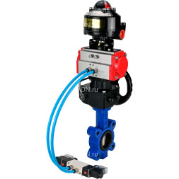 Затвор дисковый поворотный WBV1616E-2W-Fb-H Ду125 Ру16 LUG, корпус - чугун QT450, диск - чугун QT450, уплотнение - EPDM, с пневмоприводом PA-DA-105, пневмораспределителем 4M320-08 AC220V, ручным дублером MON3-700-T38-ISO и БКВ APL-510N EX