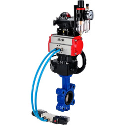 Затвор дисковый поворотный WBV1616E-2W-Fb-H Ду125 Ру16 LUG, корпус - чугун, диск - чугун, уплотнение - EPDM, с пневмоприводом PA-DA-105, пневмораспределителем 4M320-10 AC220V, ручным дублером MON3-700-T38-ISO, БКВ APL-210N и БПВ AFC2000