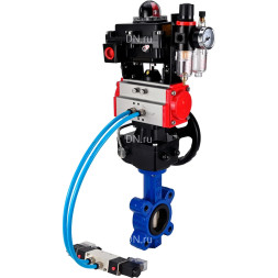 Затвор дисковый поворотный WBV1616N-2W-Fb-H Ду100 Ру16 LUG, корпус - чугун, диск - чугун, уплотнение - NBR, с пневмоприводом PA-DA-083, пневмораспределителем 4M320-10 AC220V, ручным дублером MON2-450-T28-ISO, БКВ APL-410N EX и БПВ AFC2000