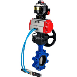 Затвор дисковый поворотный WBV1631E-2W-Fb-H Ду80 Ру16 LUG, корпус - чугун, диск - нержавеющая сталь 304, уплотнение - EPDM, с пневмоприводом PA-DA-083, пневмораспределителем 4M320-08 AC220V, ручным дублером MON2-450-T28-ISO и БКВ APL-510N EX