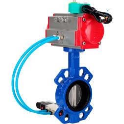 Затвор дисковый поворотный WBV1432N-2W-Fb-H Ду125 Ру16 межфланцевый, корпус - чугун GGG50, диск - нержавеющая сталь 316L, уплотнение - NBR, с пневмоприводом PA-DA-105, пневмораспределителем 4M320-10 AC220V, магнитным переключателем ALS200D