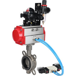 Затвор дисковый поворотный WBV3131E-2W-Fb-H Ду50 Ру16 межфланц., корпус - нержавеющая сталь 304, диск - нержавеющая сталь 304, уплотнение - EPDM, с пн.приводом PA-SA-083, пн.распределителем 4M320-10 AC220V, БКВ APL-210N, БПВ AFC2000