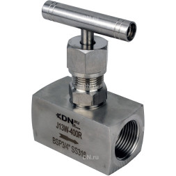 Клапан игольчатый VN3232M-T-Ht 3/8″ Ду10 Ру400 резьбовой, корпус - нержавеющая сталь 316, уплотнение - металл, с Т-образной рукояткой