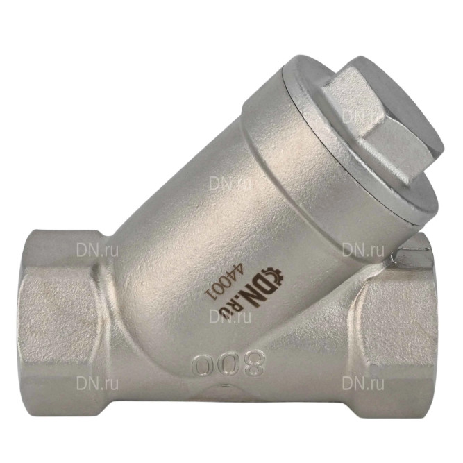 Клапан обратный VCSY3131P-T 1/4″ Ду8 Ру40 Y-образный, резьбовой, пружинный, корпус - нержавеющая сталь 304, диск - нержавеющая сталь 304, уплотнение - PTFE в Алматы