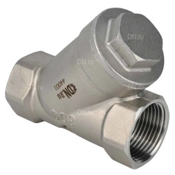 Клапан обратный VCSY3232P-T 3/4″ Ду20 Ру40 Y-образный, резьбовой, пружинный, корпус - нержавеющая сталь 316, диск - нержавеющая сталь 316, уплотнение - PTFE