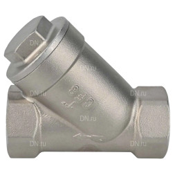 Клапан обратный VCSY3232P-T 1″ Ду25 Ру40 Y-образный, резьбовой, пружинный, корпус - нержавеющая сталь 316, диск - нержавеющая сталь 316, уплотнение - PTFE