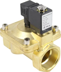 Клапан электромагнитный VS400-VT-NC-220VAC 2″ Ду50 Ру16, соленоидный двухходовой, корпус - латунь, уплотнение - Viton, резьбовой, нормально-закрытый, пилотный, катушка - 220В