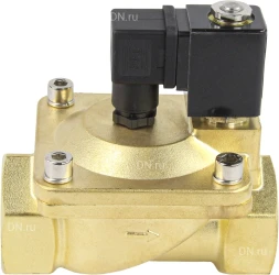 Клапан электромагнитный VS400-VT-NC-220VAC 2″ Ду50 Ру16, соленоидный двухходовой, корпус - латунь, уплотнение - Viton, резьбовой, нормально-закрытый, пилотный, катушка - 220В