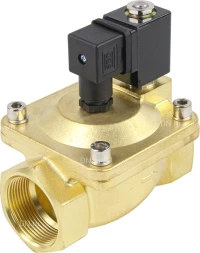 Клапан электромагнитный VS400-VT-NC-220VAC 2″ Ду50 Ру16, соленоидный двухходовой, корпус - латунь, уплотнение - Viton, резьбовой, нормально-закрытый, пилотный, катушка - 220В