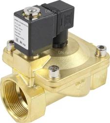 Клапан электромагнитный VS400-VT-NC-24VDC 2″ Ду50 Ру16, соленоидный двухходовой, корпус - латунь, уплотнение - Viton, резьбовой, нормально-закрытый, пилотный, катушка - 24В