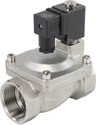 Клапан электромагнитный VS431-ET-NC-24VDC 1 1/2″ Ду40 Ру16, соленоидный двухходовой, корпус - нержавеющая сталь 304, уплотнение - EPDM, резьбовой, нормально-закрытый, пилотный, катушка - 24В