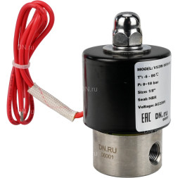 Клапан электромагнитный VS131-ET-NC-24VDC 1/8″ Ду6 Ру10, соленоидный двухходовой, корпус - нержавеющая сталь 304, уплотнение - EPDM, резьбовой, нормально-закрытый, прямого действия, катушка - 24В