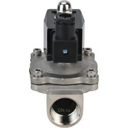 Клапан электромагнитный VS331-VT-NC-220VAC 1 1/2″ Ду40 Ру10, соленоидный двухходовой, корпус - нержавеющая сталь 304, уплотнение - Viton, резьбовой, нормально-закрытый, прямого действия, катушка - 220В