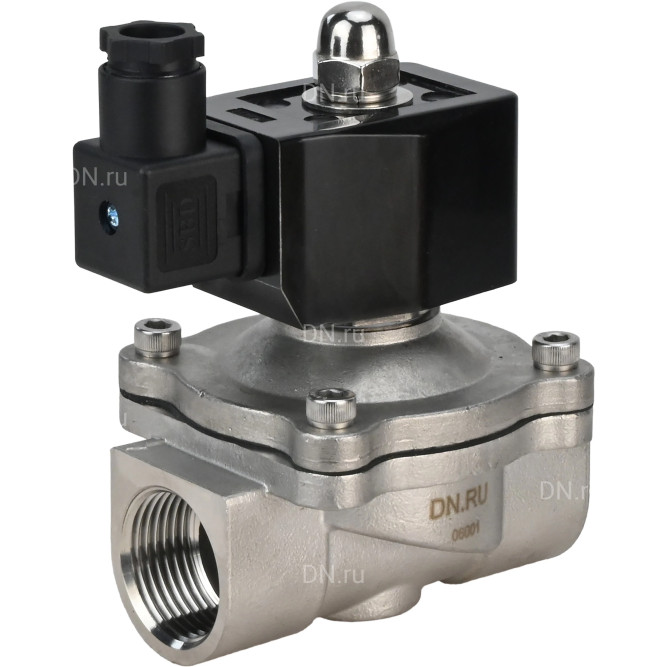Клапан электромагнитный VS331-VT-NC-220VAC 1 1/2″ Ду40 Ру10, соленоидный двухходовой, корпус - нержавеющая сталь 304, уплотнение - Viton, резьбовой, нормально-закрытый, прямого действия, катушка - 220В в Алматы