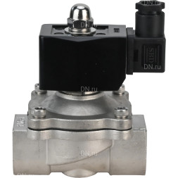 Клапан электромагнитный VS331-VT-NC-24VDC 1 1/2″ Ду40 Ру10, соленоидный двухходовой, корпус - нержавеющая сталь 304, уплотнение - Viton, резьбовой, нормально-закрытый, прямого действия, катушка - 24В