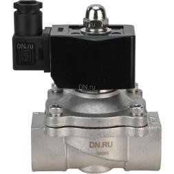 Клапан электромагнитный VS331-VT-NC-24VDC 1 1/2″ Ду40 Ру10, соленоидный двухходовой, корпус - нержавеющая сталь 304, уплотнение - Viton, резьбовой, нормально-закрытый, прямого действия, катушка - 24В
