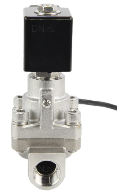 Клапан электромагнитный на высокое давление VS931-PT-NC-220VAC 1 1/4″ Ду32 Ру6-80 соленоидный двухходовой поршневой, корпус - нержавеющая сталь 304, уплотнение - PTFE, резьбовой, пилотного действия, нормально закрытый, катушка - 220В в Алматы
