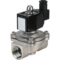 Клапан электромагнитный VS331-ET-NO-24VAC 3/4″ Ду20 Ру10 прямого действия двухходовой, корпус - сталь нержавеющая 304, присоединение - внутренняя резьба, уплотнение - EPDM, нормально-открытый, катушка - 24 В AC