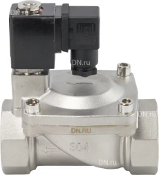 Клапан электромагнитный VS431-ET-NC-24VAC 1 1/2″ Ду40 Ру16 пилотного действия двухходовой, корпус - сталь нержавеющая 304, присоединение - внутренняя резьба, уплотнение - EPDM, нормально-закрытый, катушка - 24В AC