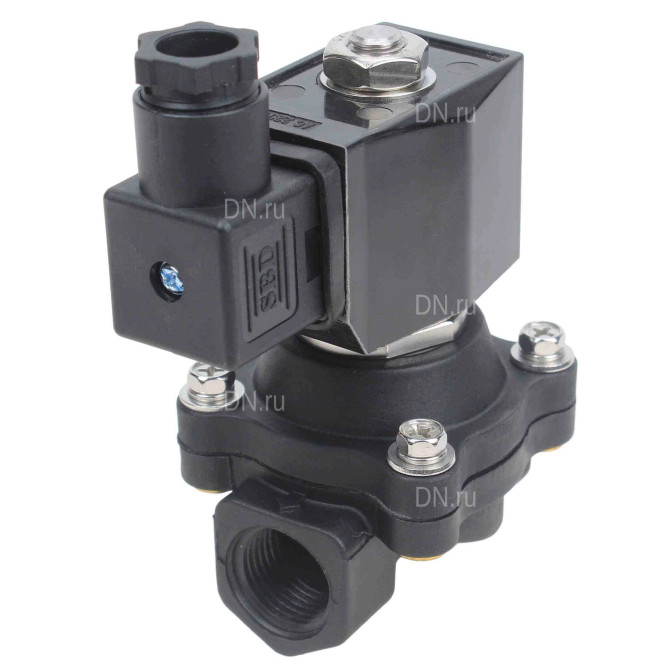 Клапан электромагнитный VS541-NT-NC-24VAC 3/4″ Ду20 Ру6 соленоидный двухходовой, резьбовой, корпус - полиамид PA66, уплотнение - NBR, нормально-закрытый, прямого действия, катушка - 24В AC в Алматы