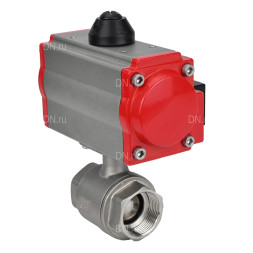 Кран шаровой BV3232P(2pc)-FP-T-ISO-H Ду20 Ру63 полнопроходной двухходовой, нержавеющая сталь 316, внутренняя резьба, уплотнение - PTFE, с пневмоприводом PA-SA-052 с возвратными пружинами и пневмораспределителем 4M310-08 DC24V