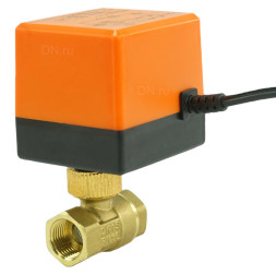 Кран шаровой BV0030NP-SP-T-ED Ду15 Ру16 стандартнопроходной двухходовой, латунь, внутренняя резьба, уплотнение - нитриловый каучук / PTFE, с электроприводом 220В без концевых выключателей
