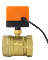Кран шаровой BV0030NP-SP-T-ED Ду50 Ру16 стандартнопроходной двухходовой, латунь, внутренняя резьба, уплотнение - нитриловый каучук / PTFE, с электроприводом 24VDC без концевых выключателей
