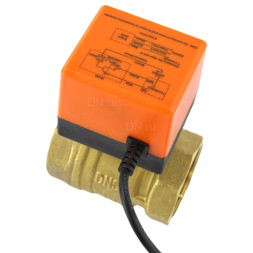 Кран шаровой BV0030NP-SP-T-ED Ду50 Ру16 стандартнопроходной двухходовой, латунь, внутренняя резьба, уплотнение - нитриловый каучук / PTFE, с электроприводом 24VDC без концевых выключателей