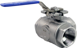 Кран шаровой BV3232P(4pc)-SP-3WT-T-ISO-H Ду25 Ру63, 3-ходовой T-тип стандартнопроходной, внутренняя резьба, уплотнение - PTFE, материал корпуса - нержавеющая сталь SS316 с ISO фланцем и рукояткой