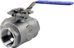 Кран шаровой BV3232P(4pc)-SP-3WT-T-ISO-H Ду25 Ру63, 3-ходовой T-тип стандартнопроходной, внутренняя резьба, уплотнение - PTFE, материал корпуса - нержавеющая сталь SS316 с ISO фланцем и рукояткой