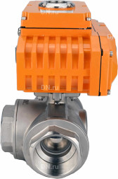 Кран шаровой BV3232P(4pc)-SP-3WT-T-ISO-H Ду10 Ру63 стандартнопроходной T-тип, трехходовой, нержавеющая сталь, внутренняя резьба, уплотнение - PTFE, с эл. приводом E34-N-005EM-O1-220VAC-У1