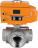 Кран шаровой BV3232P(4pc)-SP-3WT-T-ISO-H Ду40 Ру63 стандартнопроходной T-тип, трехходовой, нержавеющая сталь, внутренняя резьба, уплотнение - PTFE, с эл. приводом E34-N-005EM-O1-220VAC-У1 в Алматы