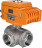Кран шаровой BV3232P(4pc)-SP-3WT-T-ISO-H Ду40 Ру63 стандартнопроходной T-тип, трехходовой, нержавеющая сталь, внутренняя резьба, уплотнение - PTFE, с эл. приводом E34-N-005EM-O1-220VAC-У1 в Алматы
